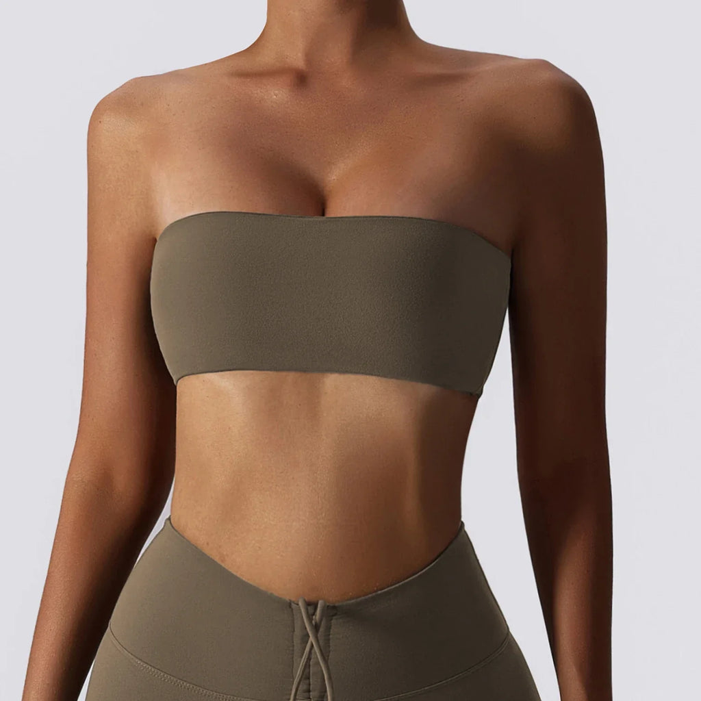 Strapless Sports Bra Gym Top Women Quick-Drying Yoga Clothes Women Tube Top Fitness Chest Wrap Underwear Workout Bra Female
