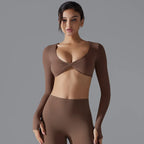 Yoga Long Sleeve Slim Sexy Breathable Quick Drying Sport Brassiere Gym Push up Shockproof High Intensity Pilates Clothes Women