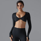 Yoga Long Sleeve Slim Sexy Breathable Quick Drying Sport Brassiere Gym Push up Shockproof High Intensity Pilates Clothes Women