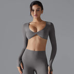 Yoga Long Sleeve Slim Sexy Breathable Quick Drying Sport Brassiere Gym Push up Shockproof High Intensity Pilates Clothes Women