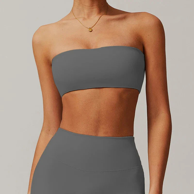 Strapless Sports Bra Gym Top Women Quick-Drying Yoga Clothes Women Tube Top Fitness Chest Wrap Underwear Workout Bra Female