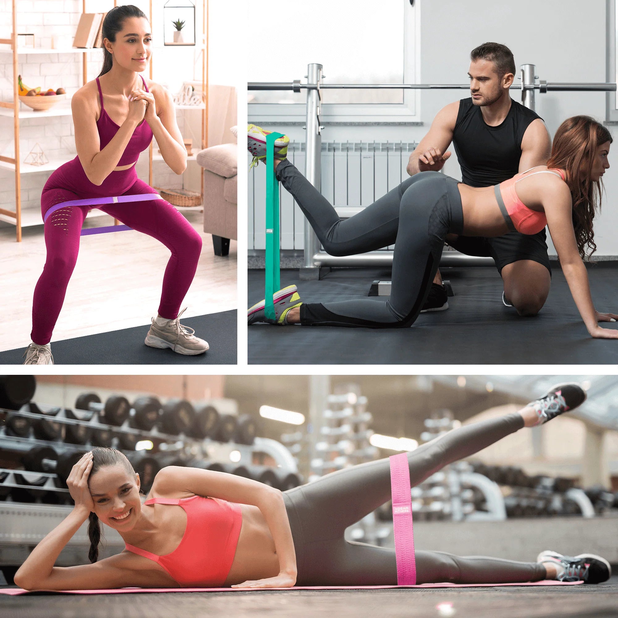 Xgear Fitness Set of 3 Womens Butt and Hip Exercise Bands